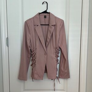 Elegant Pink Blazer with Side Ties